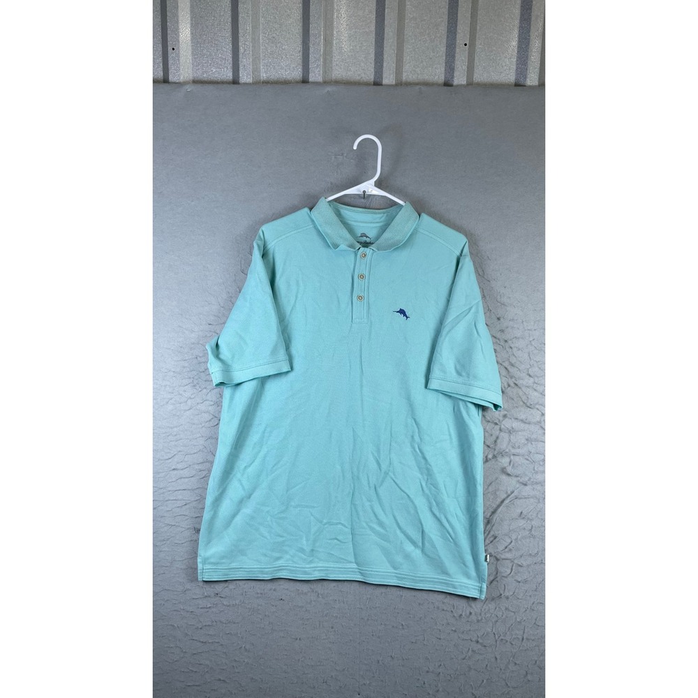 Tommy Bahama Polo Shirt Mens Medium Blue Fair Supima Cotton Short Sleeve Marlin